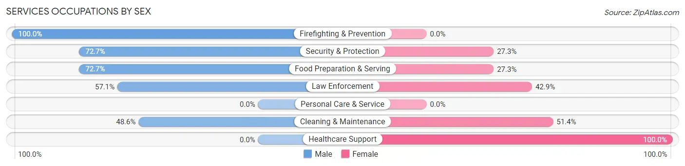 Services Occupations by Sex in Hines