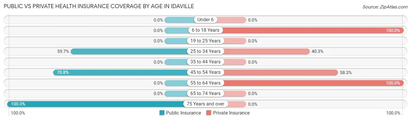 Public vs Private Health Insurance Coverage by Age in Idaville