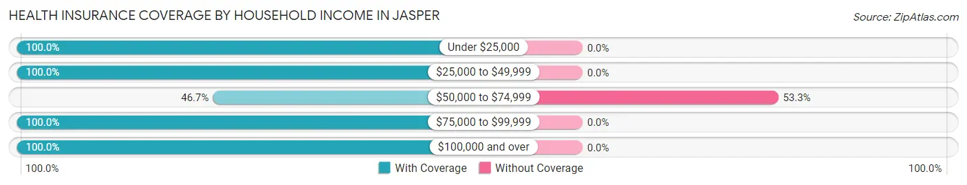 Health Insurance Coverage by Household Income in Jasper