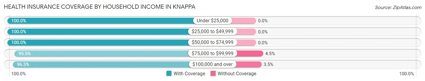 Health Insurance Coverage by Household Income in Knappa