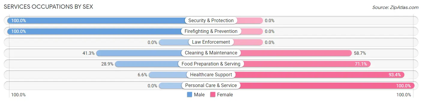 Services Occupations by Sex in Philomath
