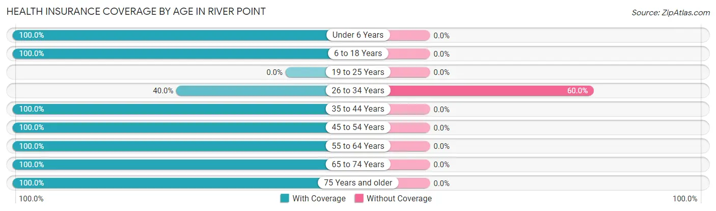 Health Insurance Coverage by Age in River Point