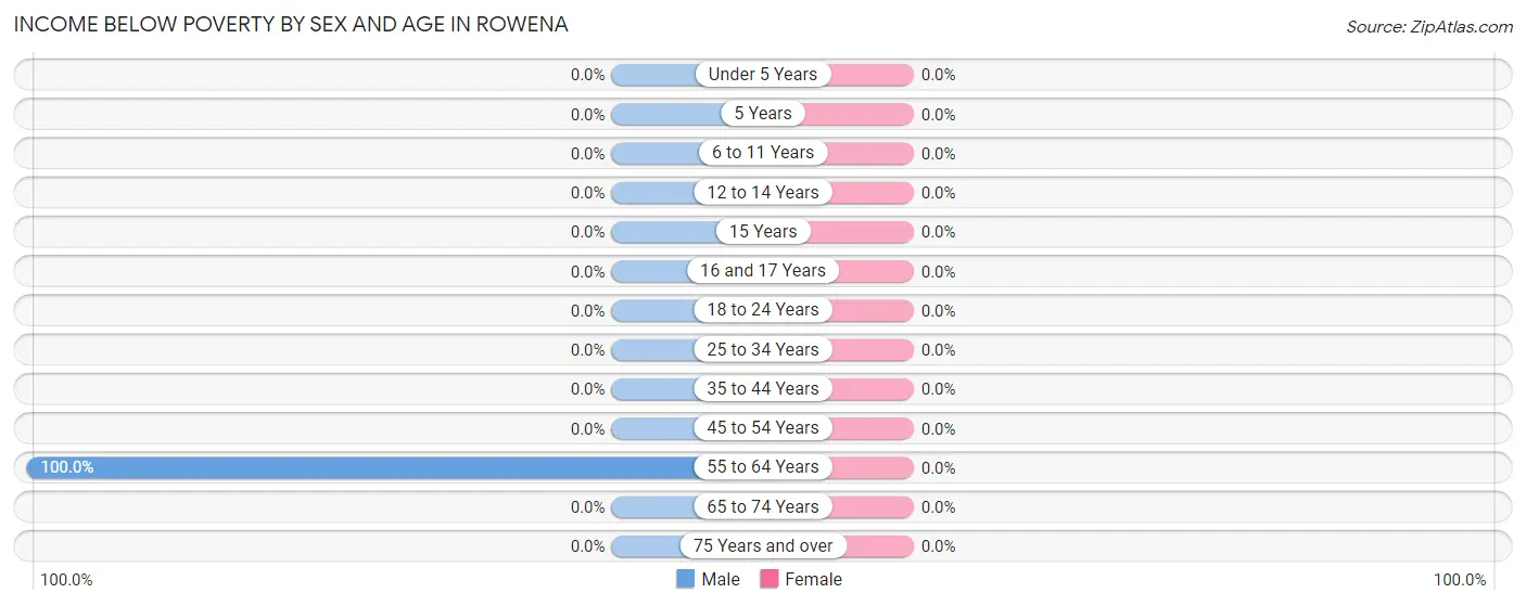 Income Below Poverty by Sex and Age in Rowena