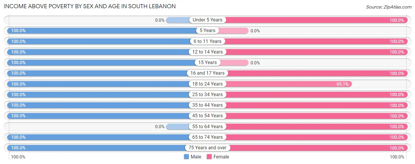 Income Above Poverty by Sex and Age in South Lebanon