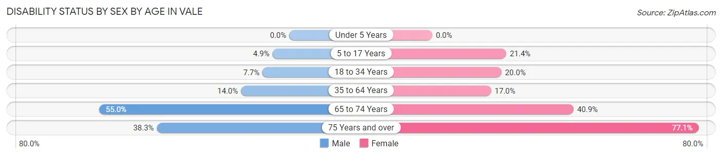 Disability Status by Sex by Age in Vale