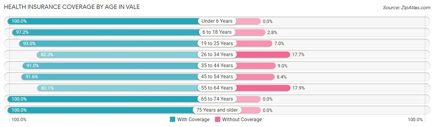 Health Insurance Coverage by Age in Vale