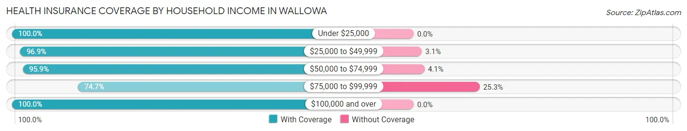 Health Insurance Coverage by Household Income in Wallowa