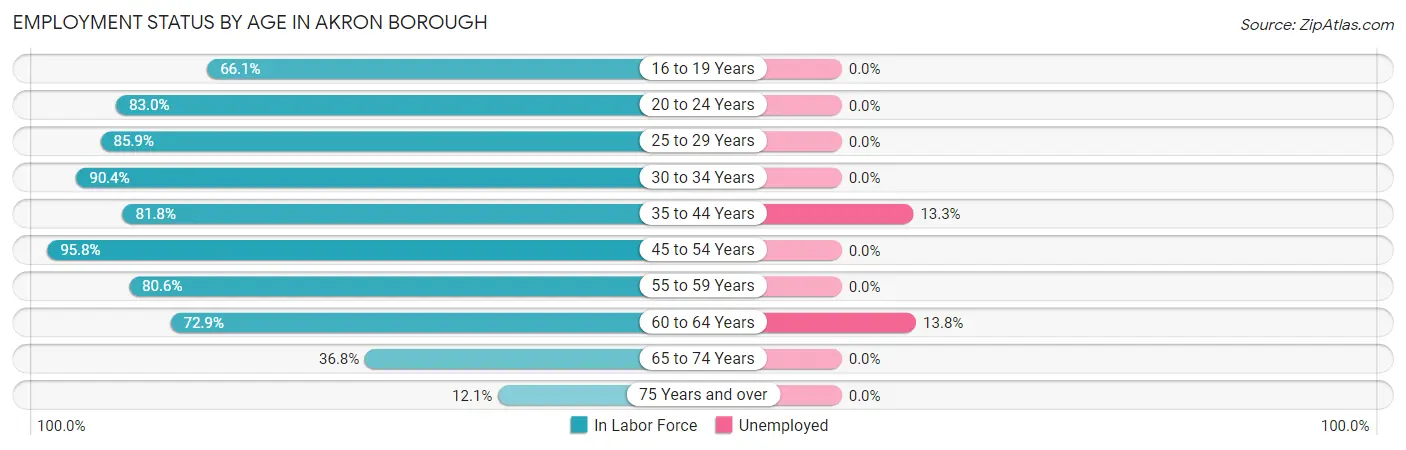 Employment Status by Age in Akron borough