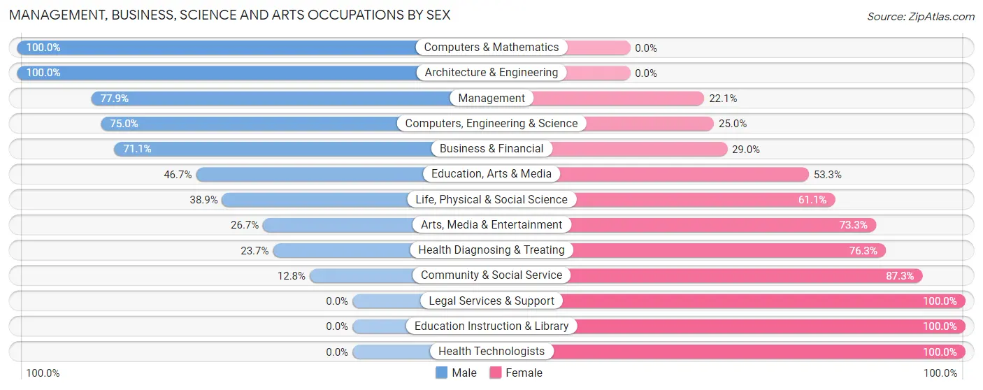 Management, Business, Science and Arts Occupations by Sex in Akron borough