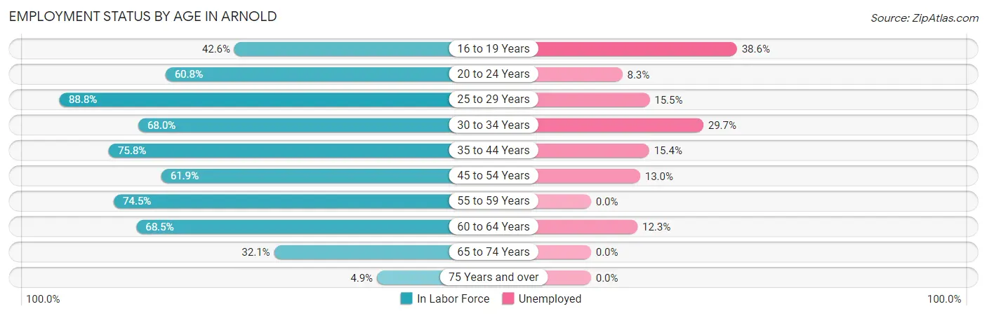 Employment Status by Age in Arnold