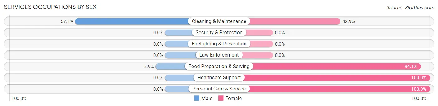 Services Occupations by Sex in Arona borough