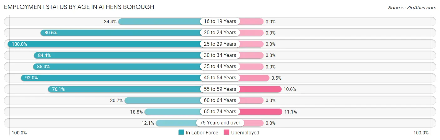Employment Status by Age in Athens borough