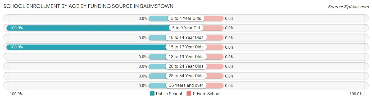 School Enrollment by Age by Funding Source in Baumstown