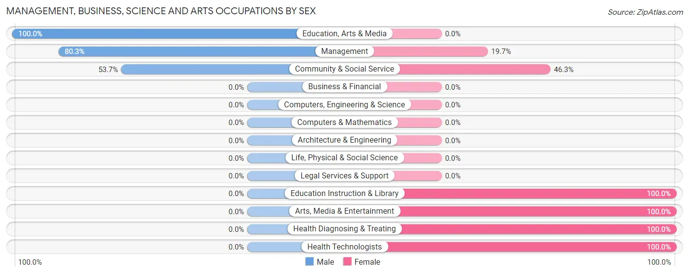 Management, Business, Science and Arts Occupations by Sex in Bear Rocks