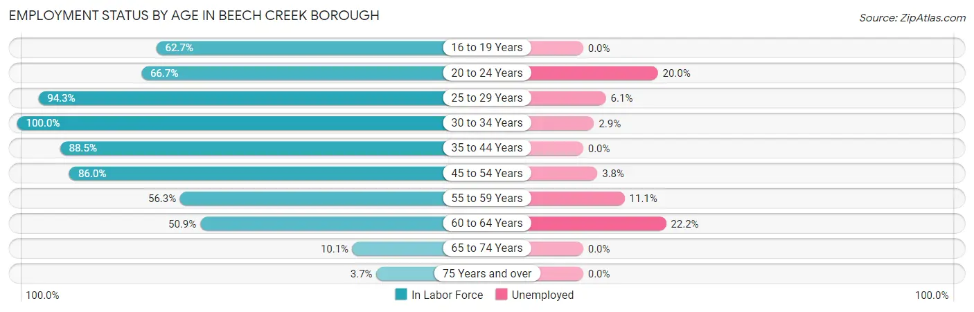 Employment Status by Age in Beech Creek borough