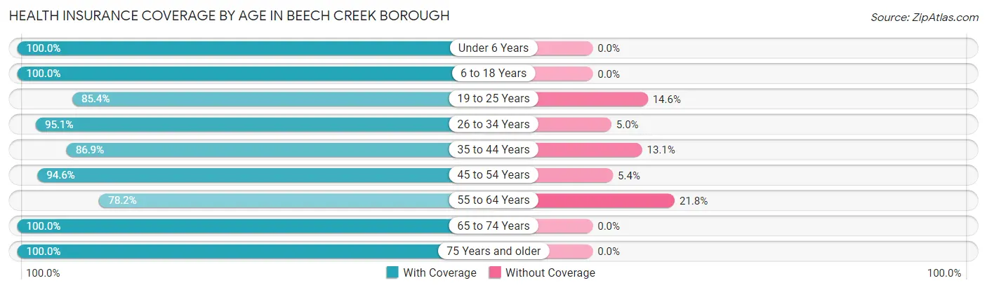 Health Insurance Coverage by Age in Beech Creek borough