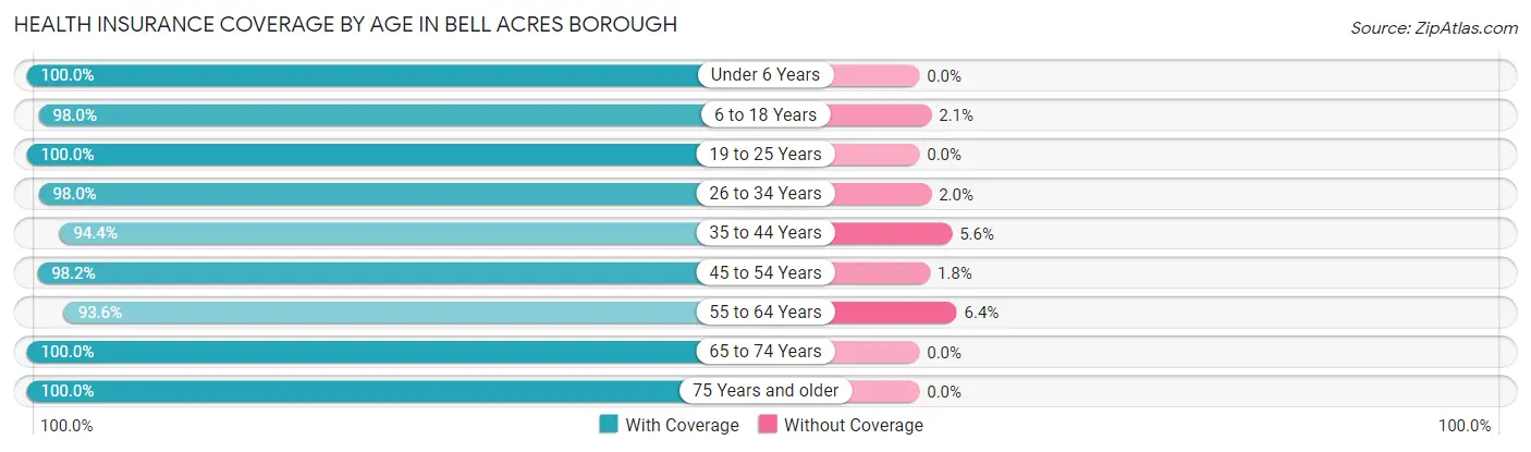 Health Insurance Coverage by Age in Bell Acres borough