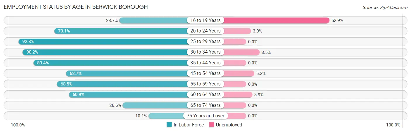 Employment Status by Age in Berwick borough