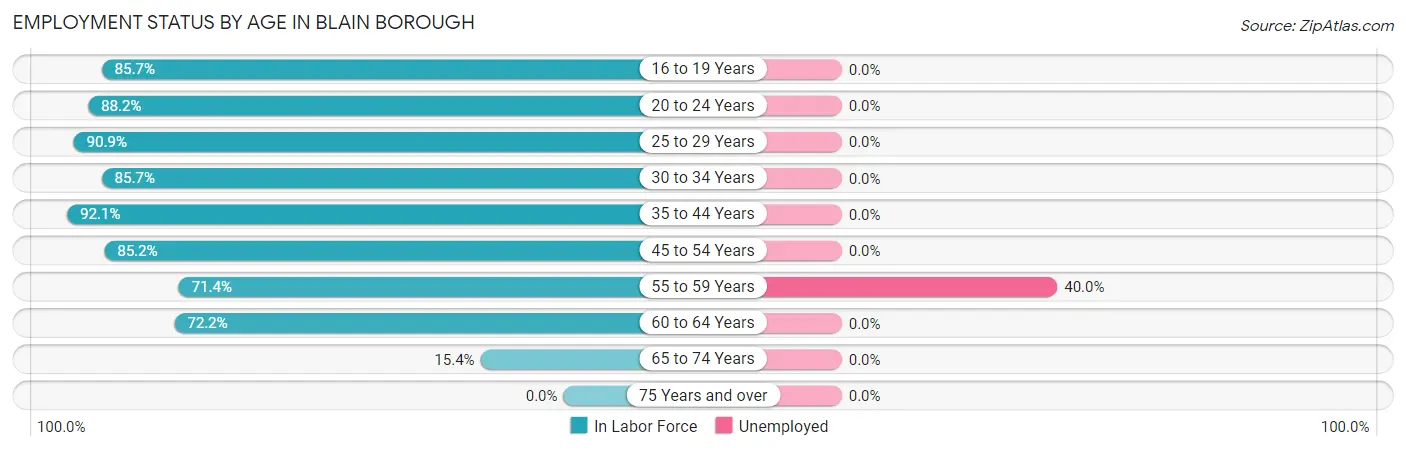 Employment Status by Age in Blain borough