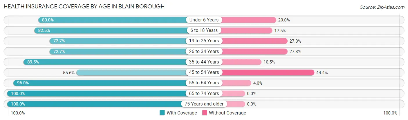 Health Insurance Coverage by Age in Blain borough