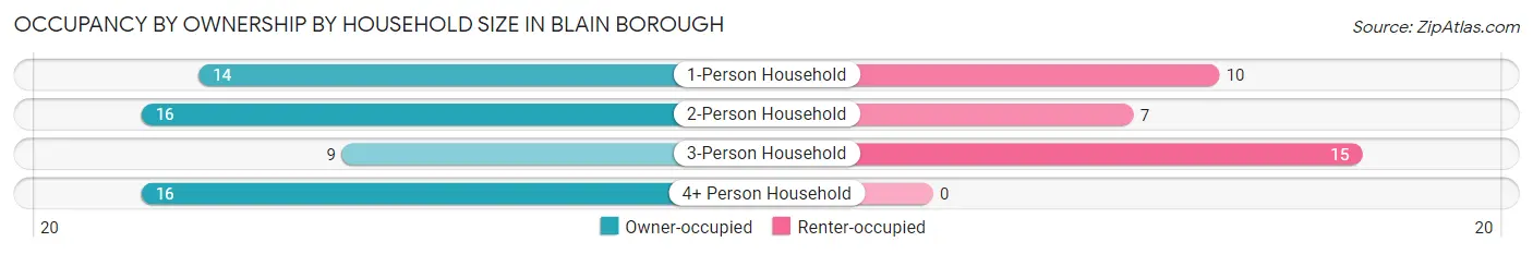 Occupancy by Ownership by Household Size in Blain borough