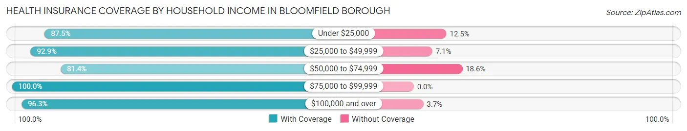 Health Insurance Coverage by Household Income in Bloomfield borough