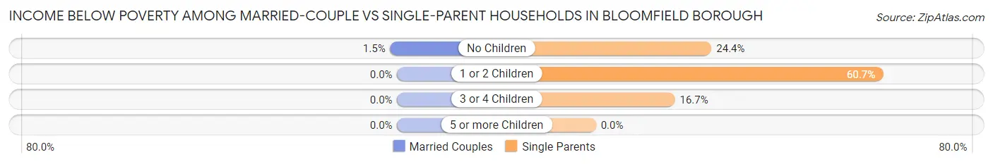 Income Below Poverty Among Married-Couple vs Single-Parent Households in Bloomfield borough