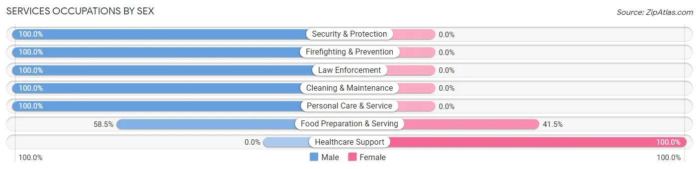 Services Occupations by Sex in Bloomfield borough