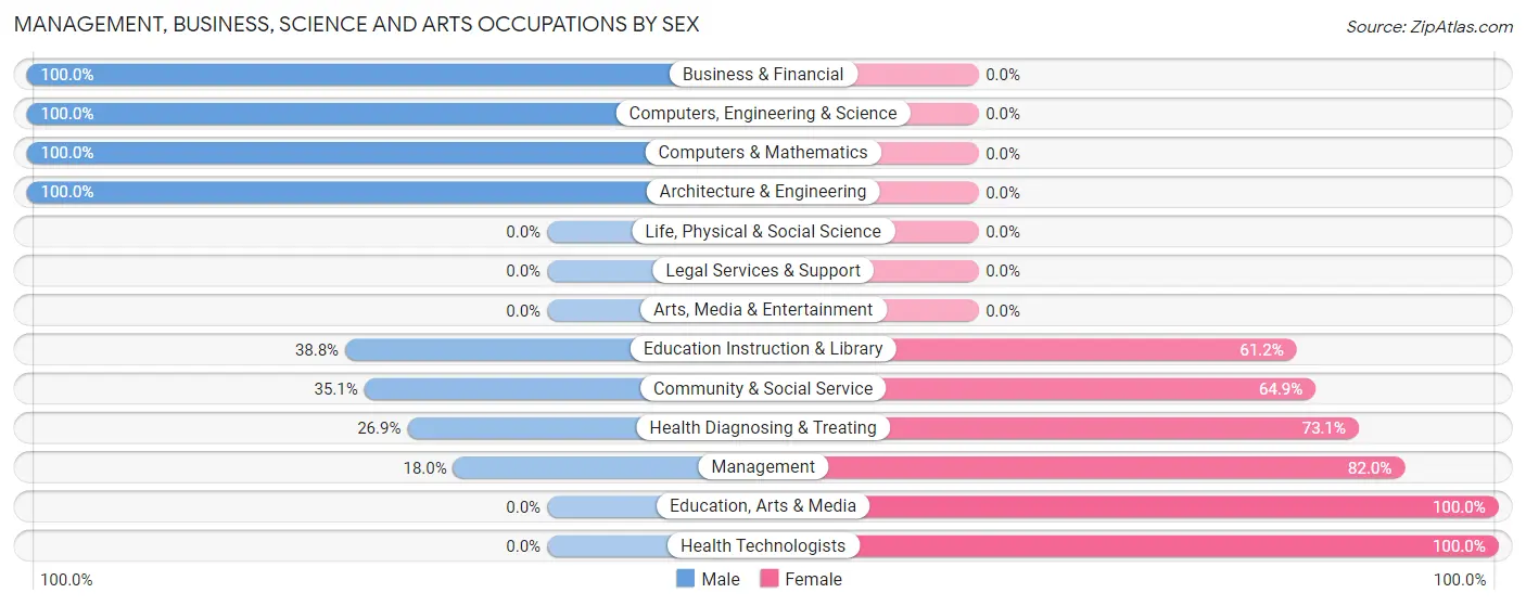 Management, Business, Science and Arts Occupations by Sex in Brackenridge borough