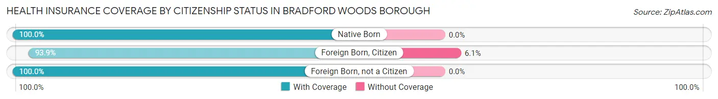 Health Insurance Coverage by Citizenship Status in Bradford Woods borough
