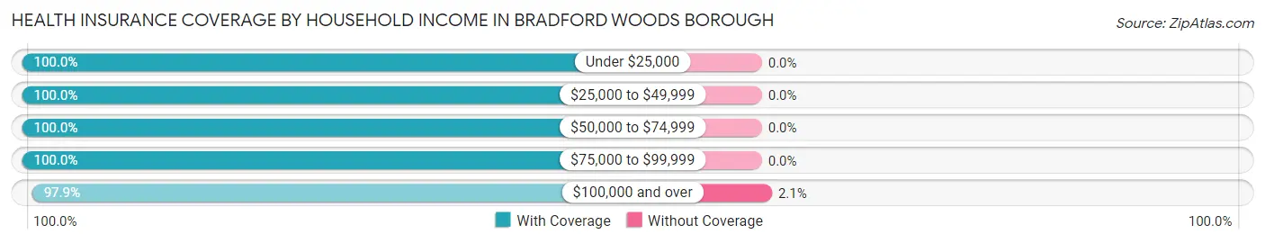 Health Insurance Coverage by Household Income in Bradford Woods borough