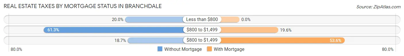 Real Estate Taxes by Mortgage Status in Branchdale