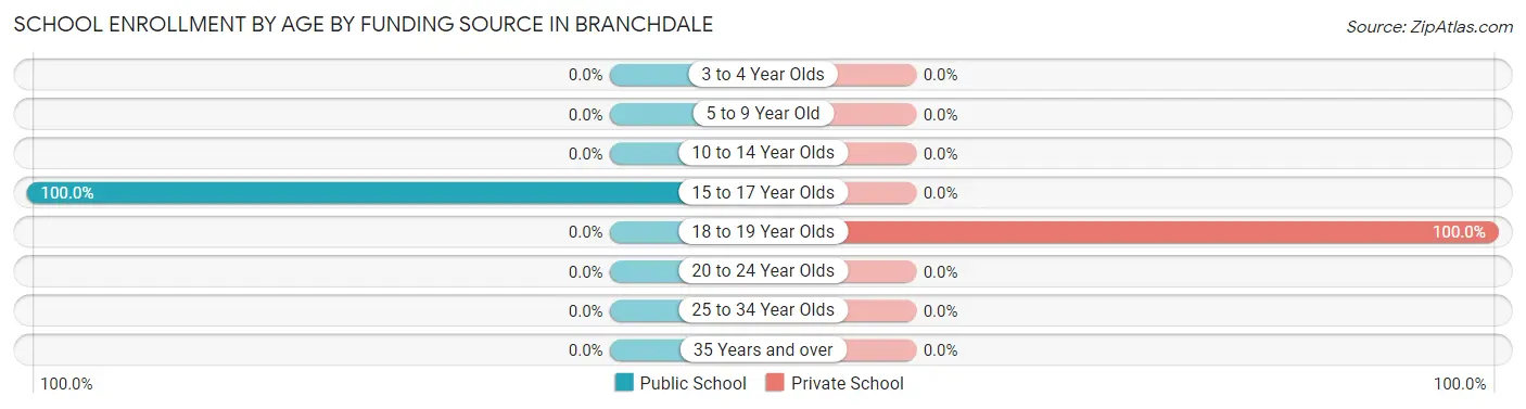 School Enrollment by Age by Funding Source in Branchdale