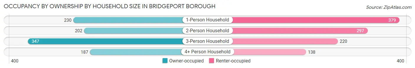 Occupancy by Ownership by Household Size in Bridgeport borough