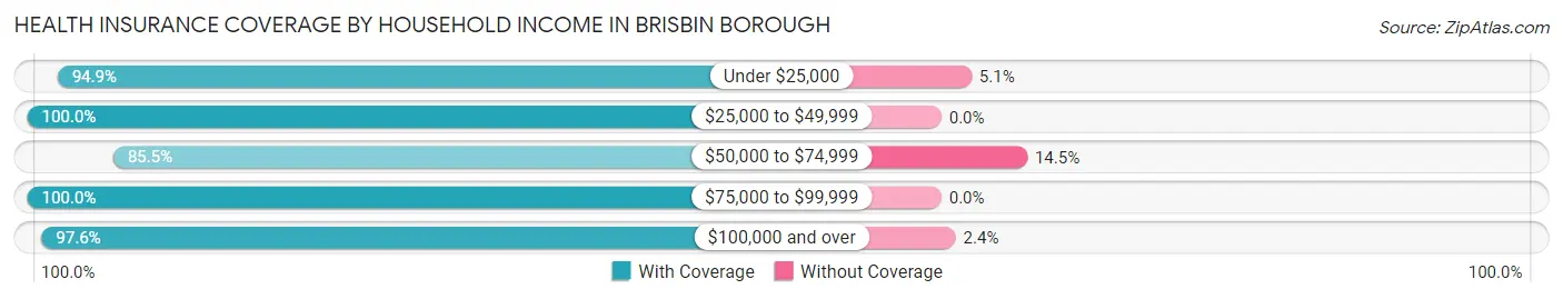 Health Insurance Coverage by Household Income in Brisbin borough