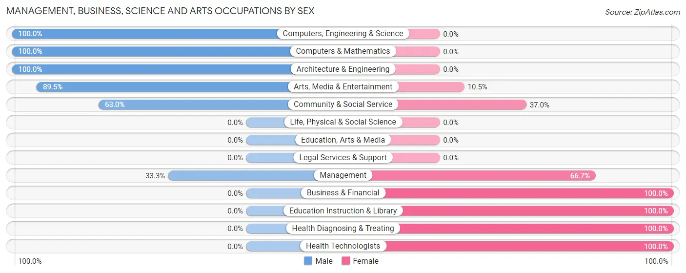 Management, Business, Science and Arts Occupations by Sex in Broad Top City borough