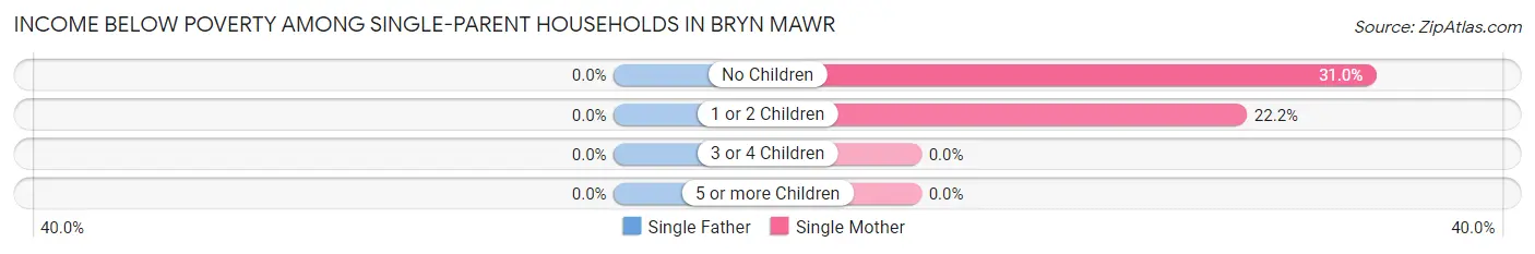 Income Below Poverty Among Single-Parent Households in Bryn Mawr