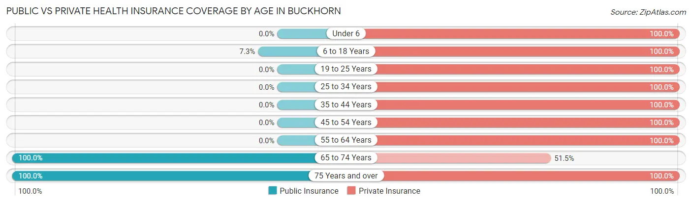 Public vs Private Health Insurance Coverage by Age in Buckhorn