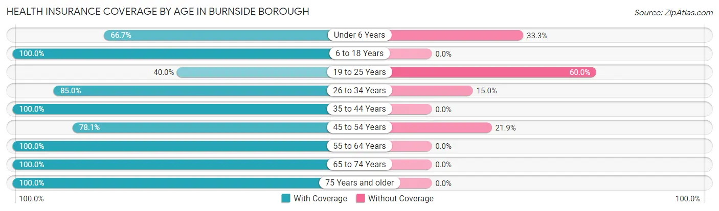 Health Insurance Coverage by Age in Burnside borough