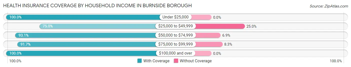 Health Insurance Coverage by Household Income in Burnside borough