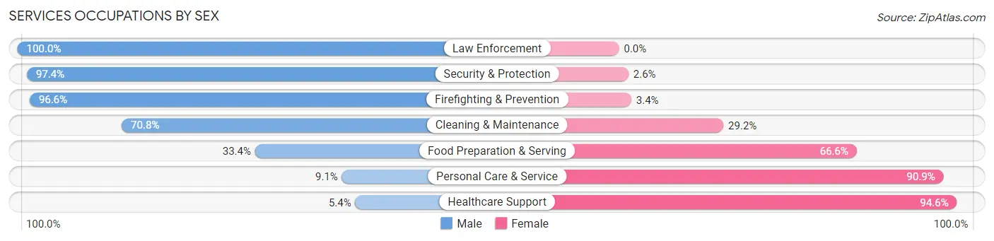 Services Occupations by Sex in Carnot Moon