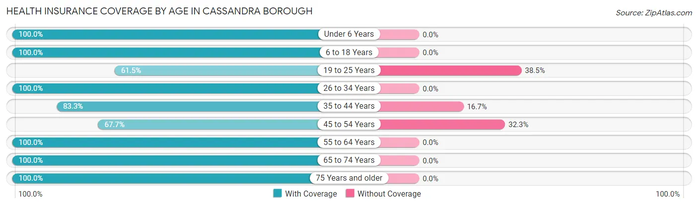 Health Insurance Coverage by Age in Cassandra borough
