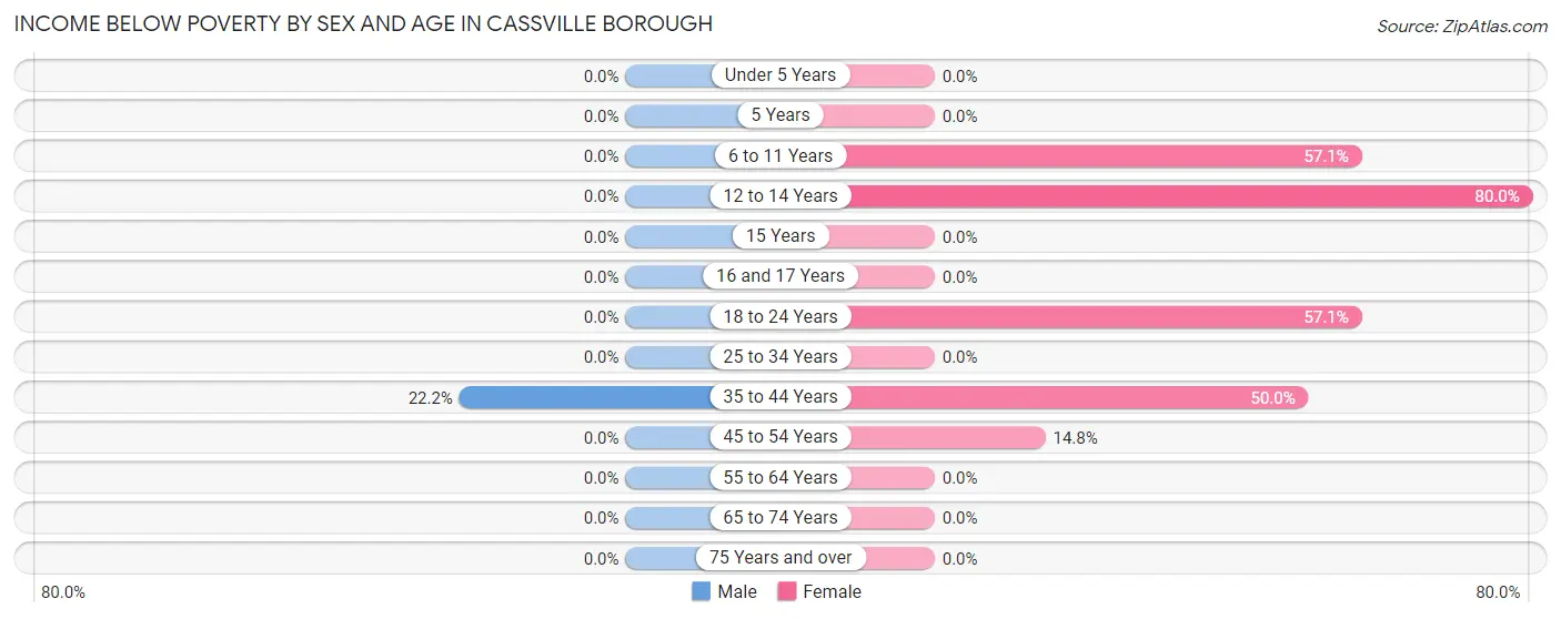 Income Below Poverty by Sex and Age in Cassville borough