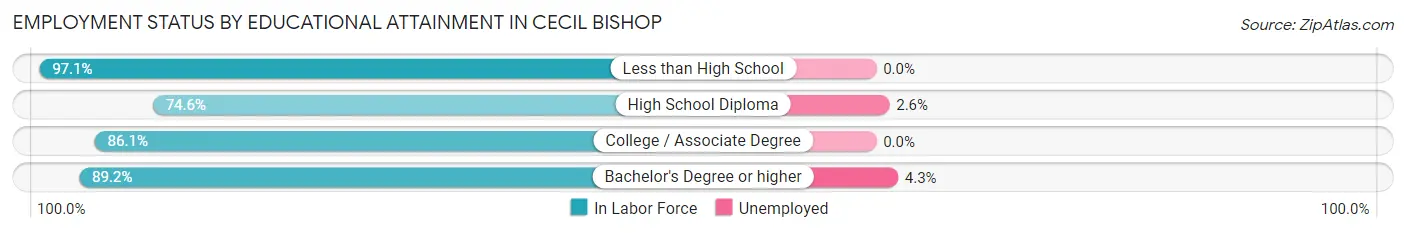 Employment Status by Educational Attainment in Cecil Bishop