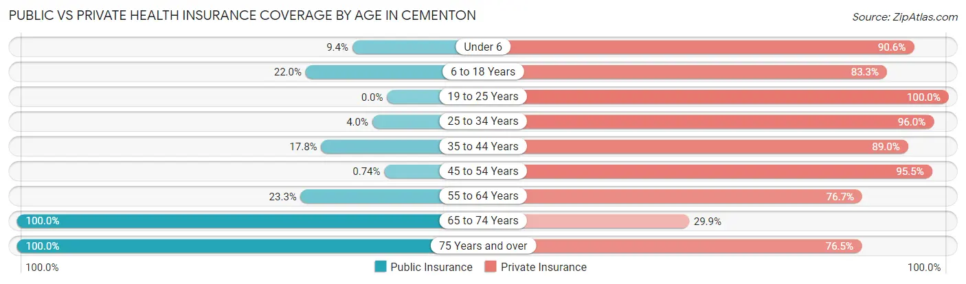 Public vs Private Health Insurance Coverage by Age in Cementon