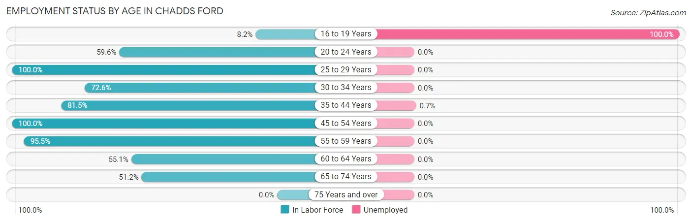 Employment Status by Age in Chadds Ford