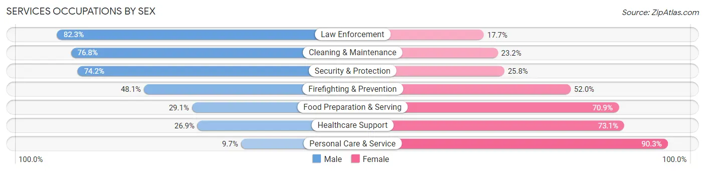 Services Occupations by Sex in Chambersburg borough
