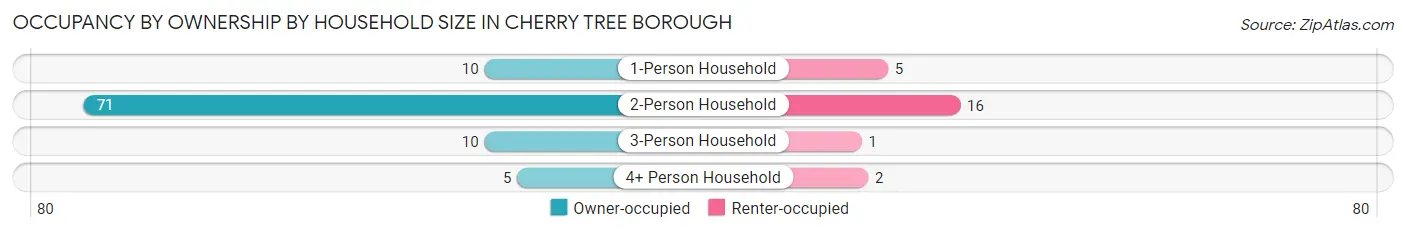 Occupancy by Ownership by Household Size in Cherry Tree borough