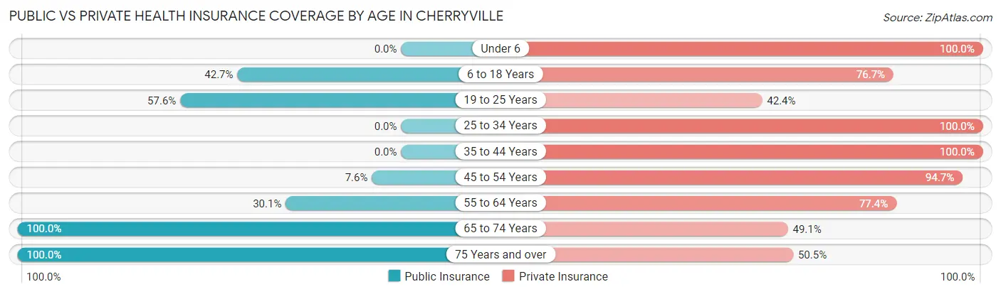 Public vs Private Health Insurance Coverage by Age in Cherryville