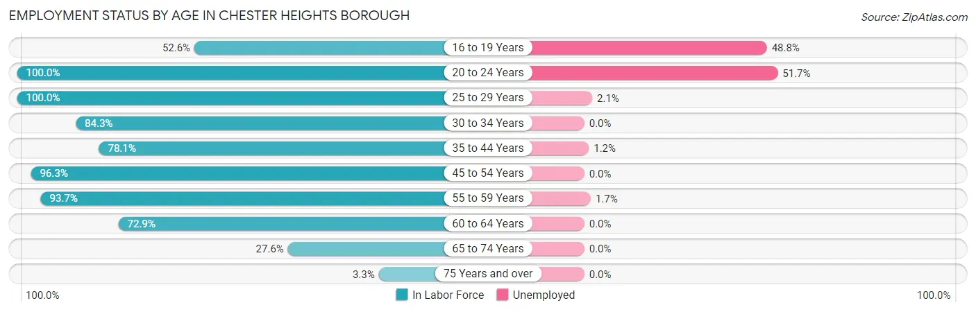 Employment Status by Age in Chester Heights borough